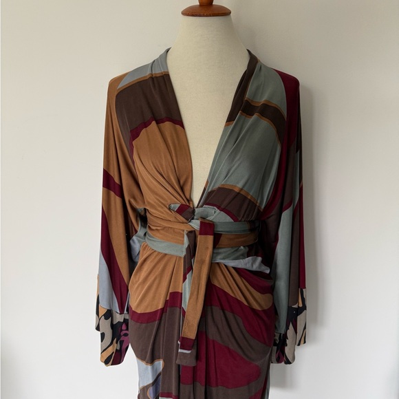 Issa London Dresses & Skirts - Issa London Red, slate blue and Brown Dress